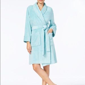 Blue Fleece Bathrobe with Pockets